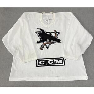 Vintage CCM San Jose Sharks Practice Jersey White L Maska Air-Knit Men’s